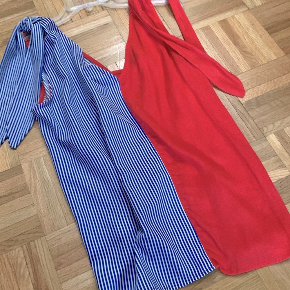 NWT SugarFox Red/White/Blue Color-block & Striped Blousy Tank